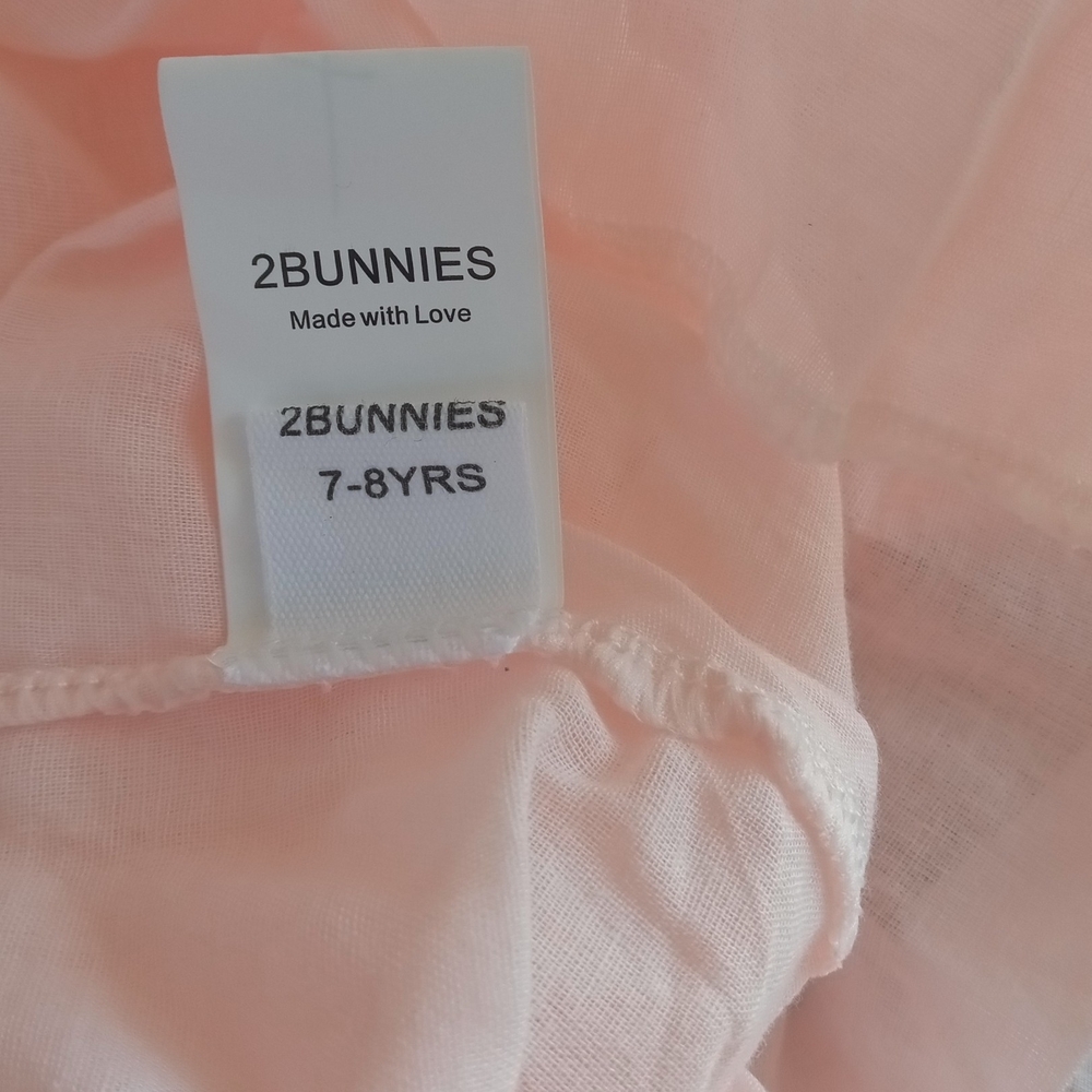 2Bunnies Lace & Tulle Flower Girl Formal Maxi Dress Cream Pink Size 7-8Y - Picture 8 of 9